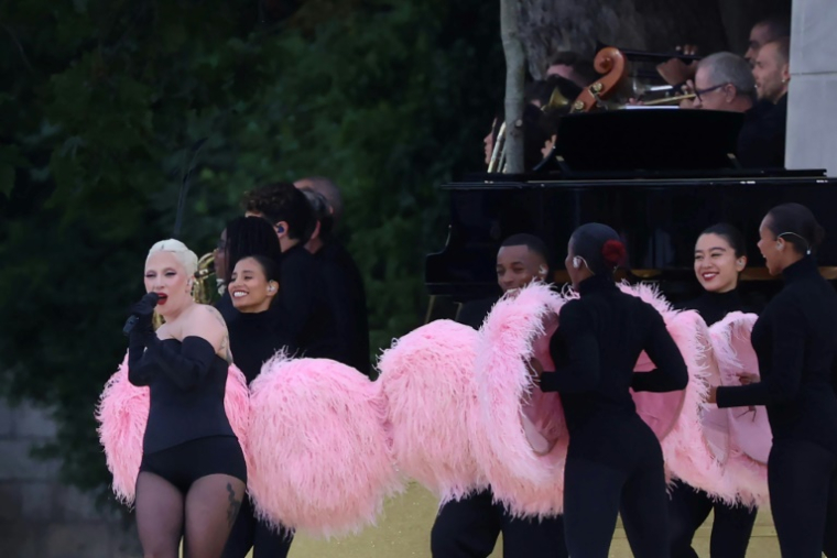 La chanteuse américaine Lady Gaga lors de la cérémonie d'ouverture des Jeux Olympiques de Paris 2024, le 26 juillet 2024 ( AFP / Emmanuel DUNAND )