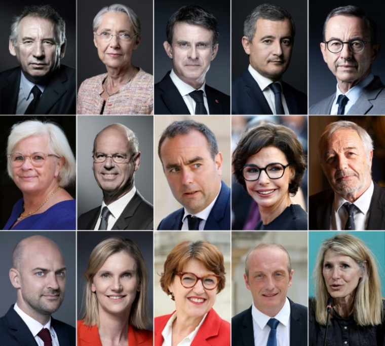 Montage photos du 23 décembre 2024 des membres du nouveau gouvernement Bayrou ( AFP / - )