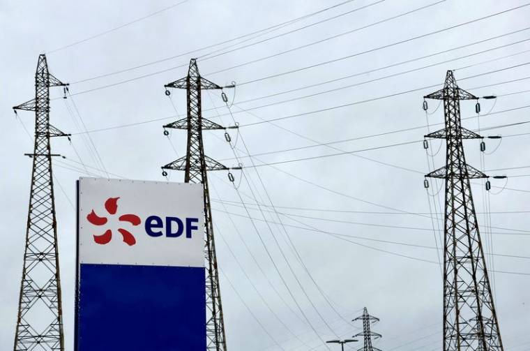 Photo d'archives du logo d'Électricité de France (EDF) sur le site de la centrale nucléaire du Tricastin à Saint-Paul-Trois-Chateaux