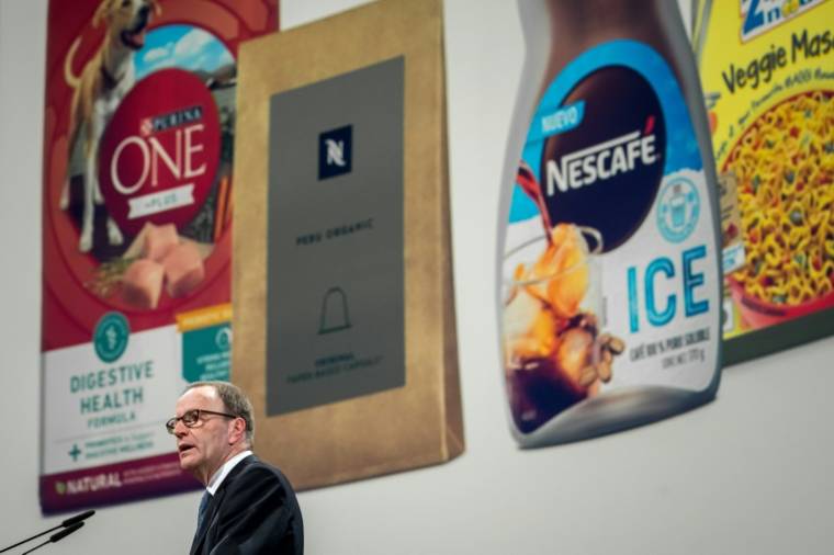 Le PDG de Nestlé, Ulf Mark Schneider, lors de l'assemblée générale des actionnaires du géant suisse de l'alimentation Nestlé à Ecublens, près de Lausanne, le 18 avril 2024 ( AFP / Fabrice COFFRINI )