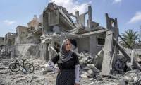 Destruction dans le camp de réfugiés de Maghazi, dans le centre de la bande de Gaza, après un bombardement israélien le 15 avril 2024 ( AFP / - )