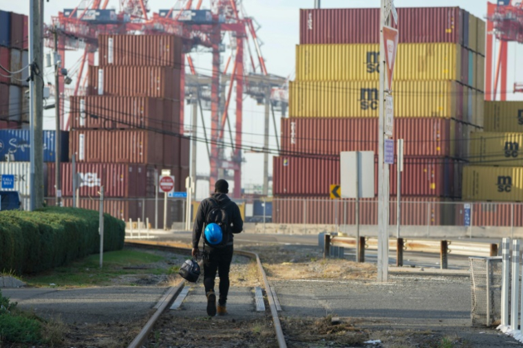 Dans le port de Port Newark (New Jersey), le 4 octobre 2024 ( AFP / Bryan R. SMITH )