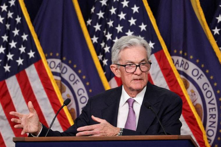 Le président de la Fed, Jerome Powell, lors d'une conférence de presse