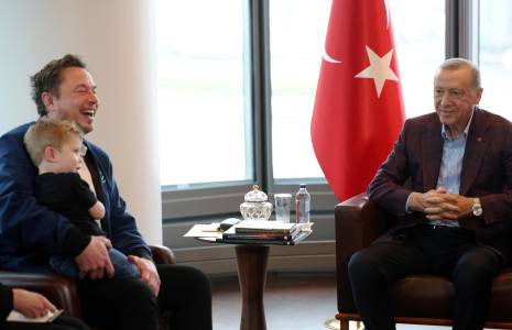 Elon Musk et Racep Tayyip Erdogan, à New York, le 17 septembre 2023 ( TURKISH PRESIDENCY PRESS OFFICE / HANDOUT )