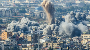 Des nuages de fumée s'élèvent après une frappe aérienne israélienne dans la banlieue sud de Beyrouth, le 14 novembre 2024 ( AFP / Anwar AMRO )