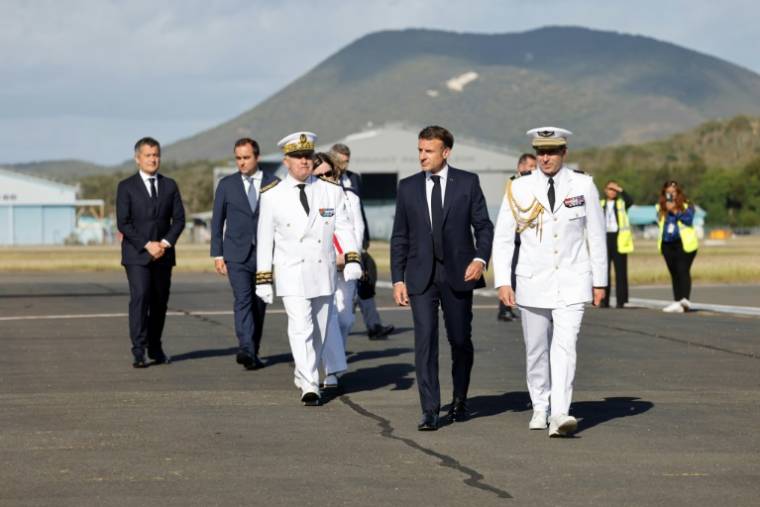 L'arrivée d'Emmanuel Macron à Noumea le 23 mai 2024 ( POOL / Ludovic MARIN )