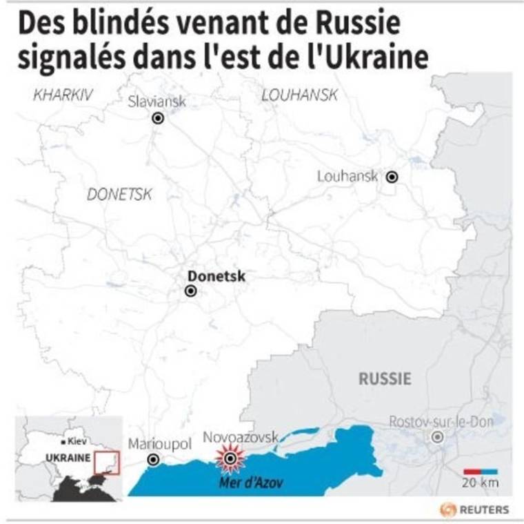 DES BLINDÉS VENANT DE RUSSIE SIGNALÉS DANS L'EST DE L'UKRAINE
