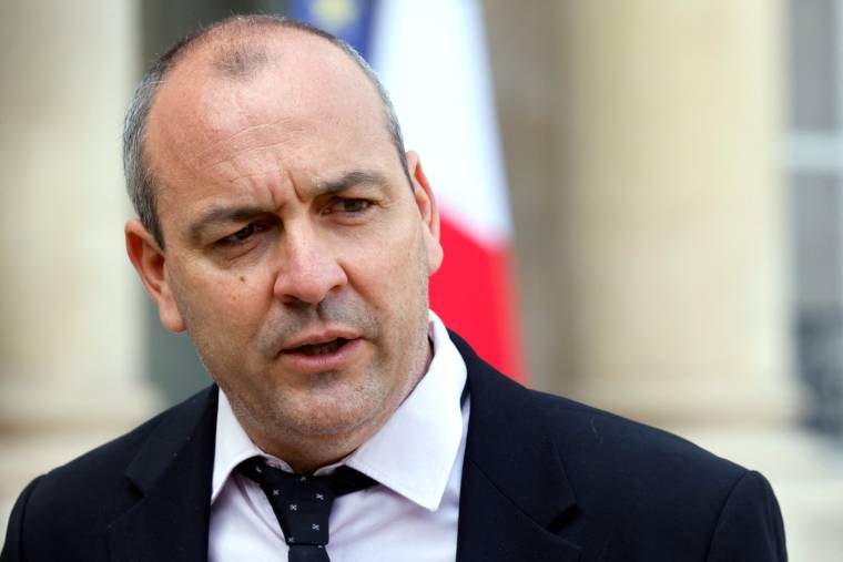 Le secrétaire général de la CFDT, Laurent Berger, le 29 avril 2021 à l'Elysée. ( AFP / LUDOVIC MARIN )