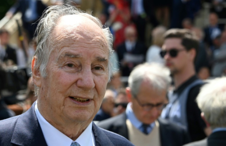 Le prince Karim Aga Khan IV, le 16 juin 2019 pendant une course hippique à Chantilly, en France ( AFP / DOMINIQUE FAGET )