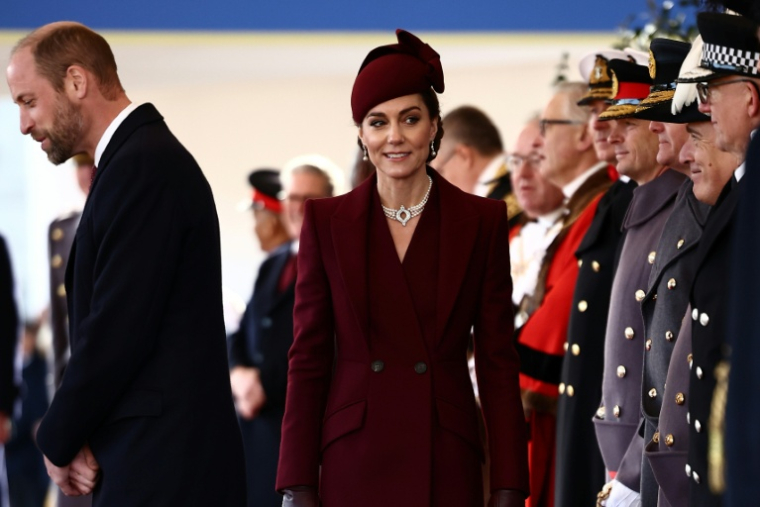 La princesse de Galles, Kate, lors d'une cérémonie sur Horse Guards Parade pour la visite d'Etat de l'émir du Qatar, le 3 décembre 2024 à Londres ( POOL / HENRY NICHOLLS )