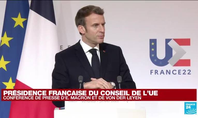 Conférence de presse de E. Macron et U. Van Der Leyen à l'occasion de la présidence française de l'UE