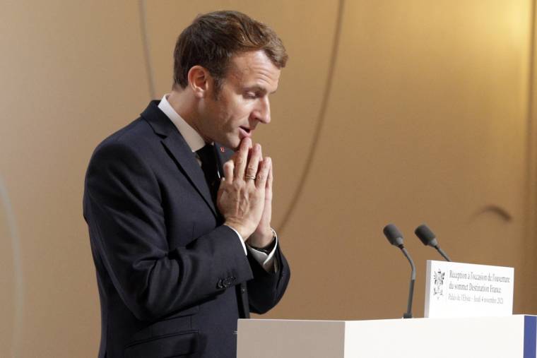 Emmanuel Macron, le 4 novembre 2021, à Paris ( AFP / GEOFFROY VAN DER HASSELT )
