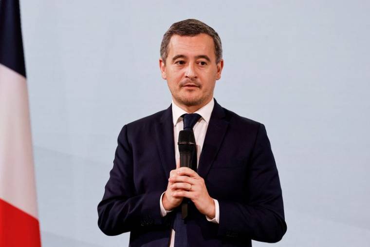 Le ministre français de l'Intérieur Gérald Darmanin s'exprime à l'Elysée