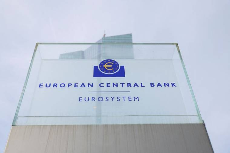 Photo du logo de la Banque centrale européenne (BCE) à Francfort