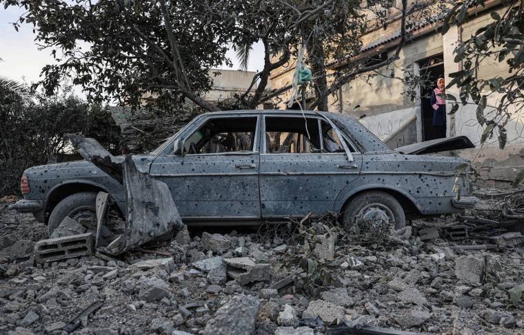 Rafah, dans le sud de Gaza, après un bombardement israélien, le 12 février 2024.  ( AFP / SAID KHATIB )