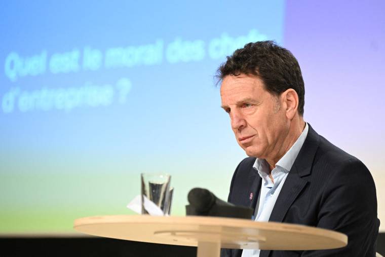 Le président du Medef Geoffroy Roux de Bézieux à Paris, le 18 janvier. ( AFP / BERTRAND GUAY )