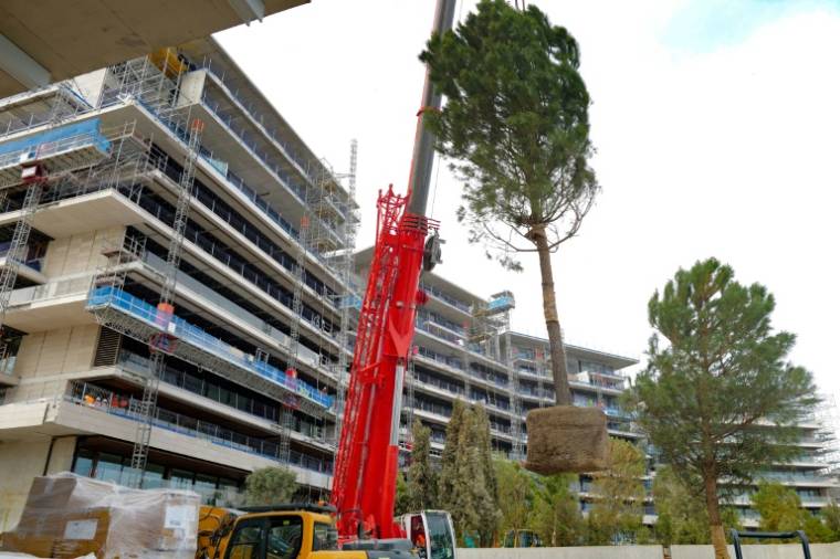 Le chantier de construction Mareterra, le le 30 avril 2024 à Monaco ( AFP / Valery HACHE )