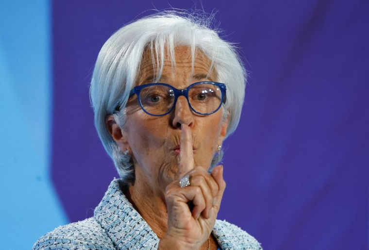 Christine Lagarde, présidente de la Banque centrale européenne (BCE), lors d'une conférence de presse à Francfort