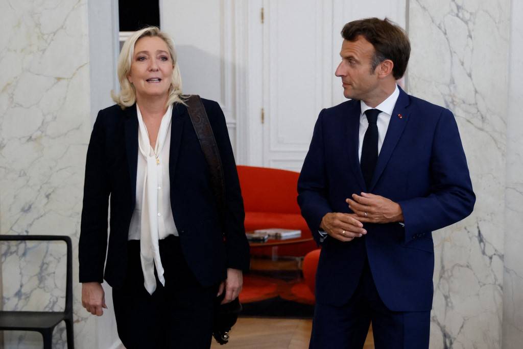 Marine Le Pen et Emmanuel Macron à Paris, le 21 juin 2022. ( POOL / LUDOVIC MARIN )