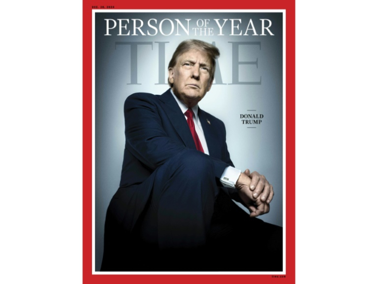 Image fournie par le magazine Time le 12 décembre 2024 désignant le président élu Donald Trump en personnalité de l'année ( TIME / TIME Person of the Year / Platon for TIME )