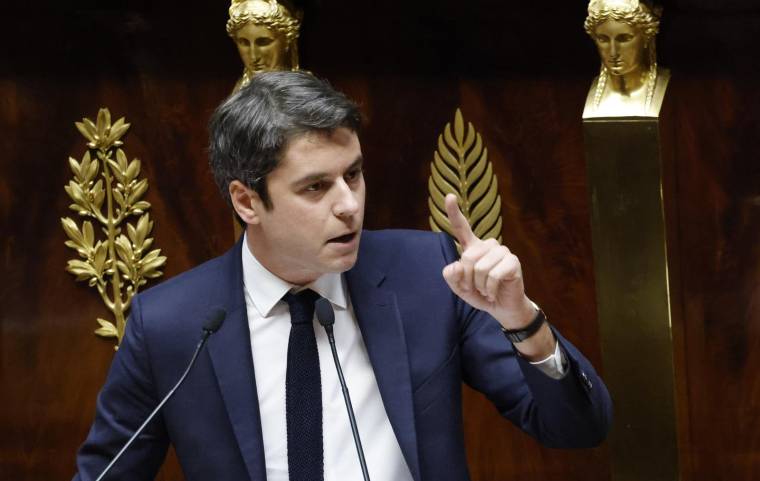 Gabriel Attal, le 6 février 2023, à l'Assemblée nationale ( AFP / Ludovic MARIN )