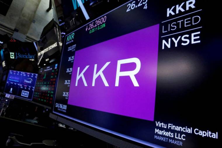 Les informations de l'entreprises KKR affichées au New York Stock Exchange