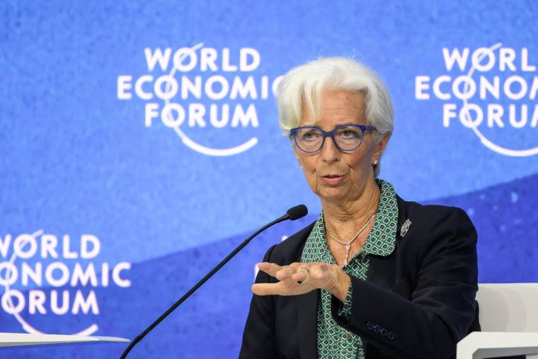 La présidente de la Banque centrale européenne, Christine Lagarde à Davos le 25 mai 2022. ( AFP / Fabrice COFFRINI )
