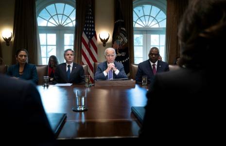 Le président américain Joe Biden lors d'un conseil des ministres à la Maison Blanche à Washington, le 2 octobre 2023 ( AFP / Brendan Smialowski )