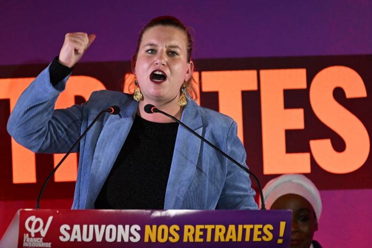 Mathilde Panot à Chevilly-Larue, le 15 mars 2023. ( AFP / EMMANUEL DUNAND )