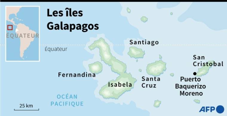 Carte des îles Galapagos ( AFP / Tatiana MAGARINOS )