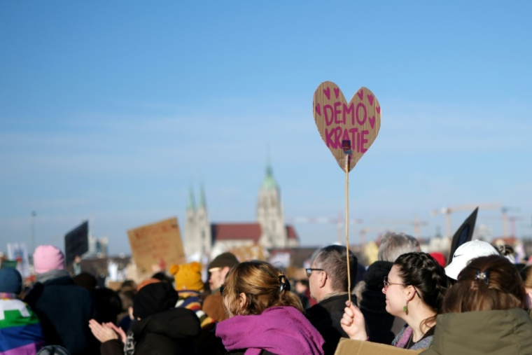 Vaste manifestation contre l'extrême droite à Munich, dans le sud de l'Allemagne, le 8 février 2025 ( AFP / LUKAS BARTH-TUTTAS                                                                                                                                                                                                                                              )