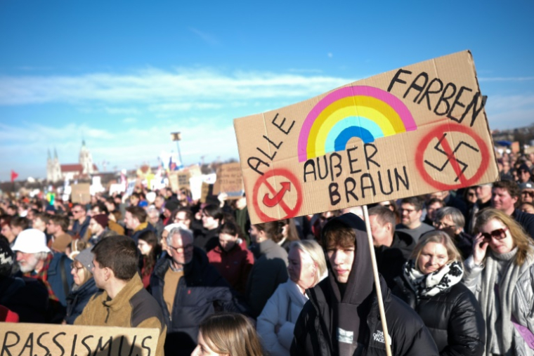 Vaste manifestation contre l'extrême droite à Munich, dans le sud de l'Allemagne, le 8 février 2025 ( AFP / LUKAS BARTH-TUTTAS                                                                                                                                                                                                                                              )