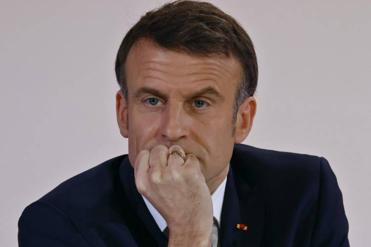 Emmanuel Macron à Paris le 16 janvier 2024. ( AFP / LUDOVIC MARIN )