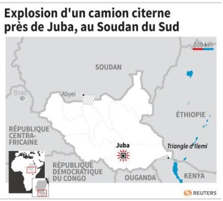 EXPLOSION D'UN CAMION CITERNE PRÈS DE JUBA, AU SOUDAN DU SUD