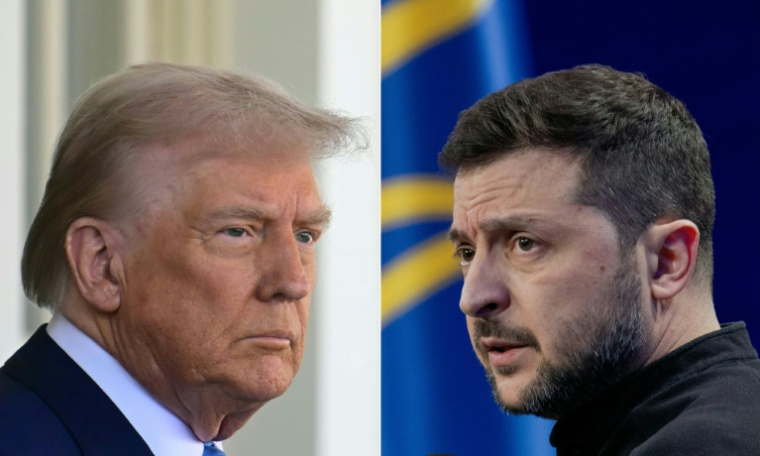 Montage photo montrant Donald Trump (g) et Volodymyr Zelensky ( AFP / Jim WATSON )