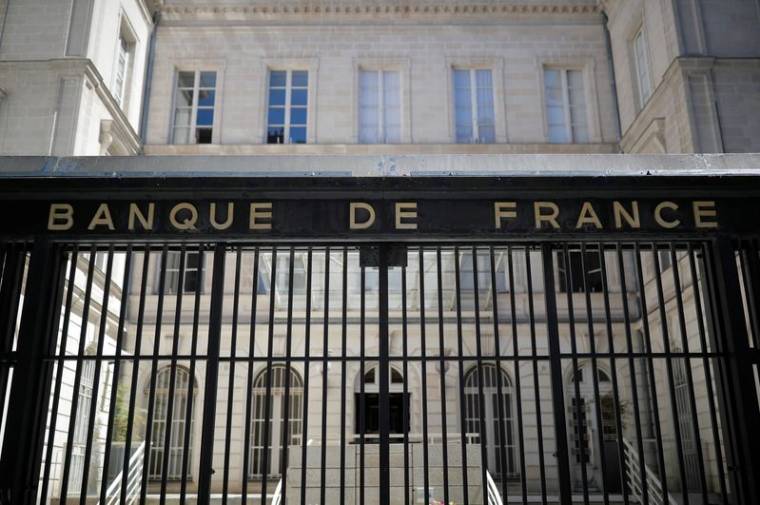 Une vue montre une succursale régionale de la Banque de France "Banque de France" à Nantes