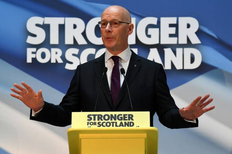 Le nouveau chef du Parti national écossais (SNP) John Swinney, le 6 mai 2024 à Glasgow ( AFP / ANDY BUCHANAN )