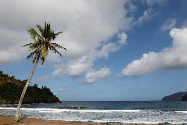 La plage de Hiva Oa, dans l'archipel de Marquises, en Polynésie française, le 25 juillet 2021. ( AFP / LUDOVIC MARIN )