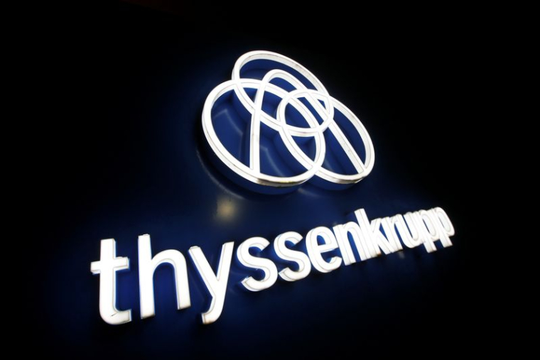 Logo de Thyssenkrupp à l'extérieur d'un bâtiment à Rottweil