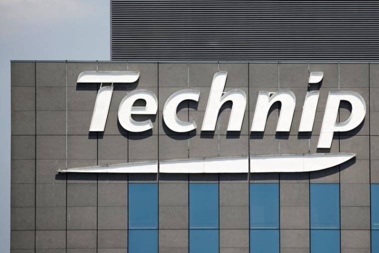 Le logo du groupe français d'ingénierie pétrolière Technip est visible au sommet du siège de la société