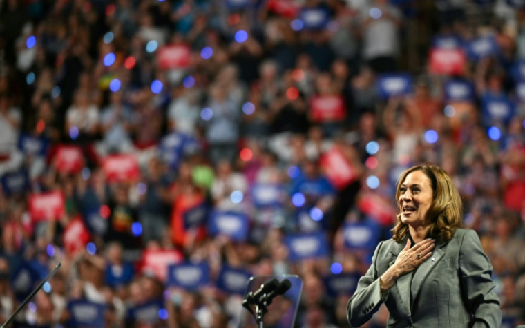 Kamala Harris lors d'un meeting de campagne à Madison, dans le Wisconsin, le 20 septembre 2024 ( AFP / Mandel NGAN )