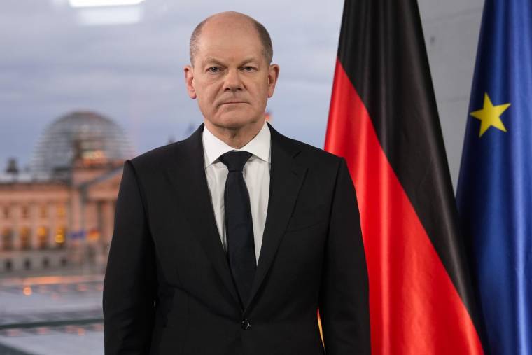 Le chancelier allemand Olaf Scholz à Berlin le 24 février 2022. ( POOL / Markus Schreiber )