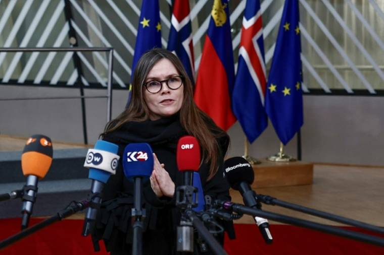 La Première ministre islandaise Katrin Jakobsdottir, à Bruxelles le 22 mars 2024 ( AFP / Sameer Al-Doumy )