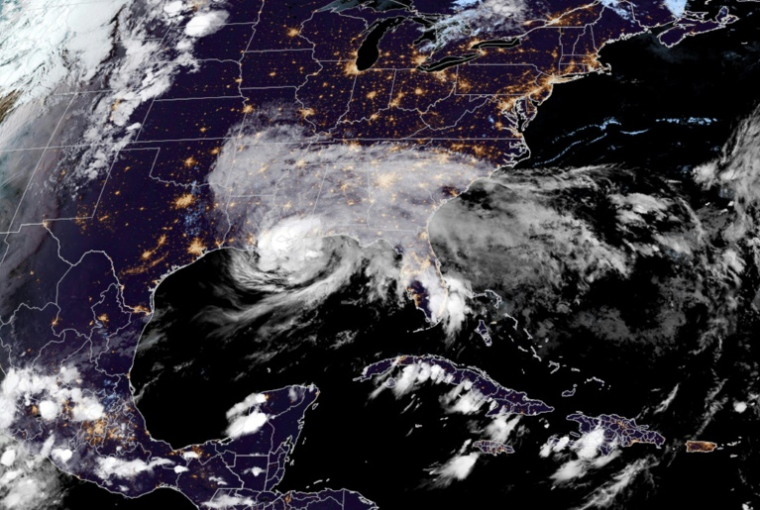 Image satellite diffusée par de la NOAA/RAAMB de l'ouragan Francine sur la Louisiane, le 12 septembre 2024 ( NOAA / - )