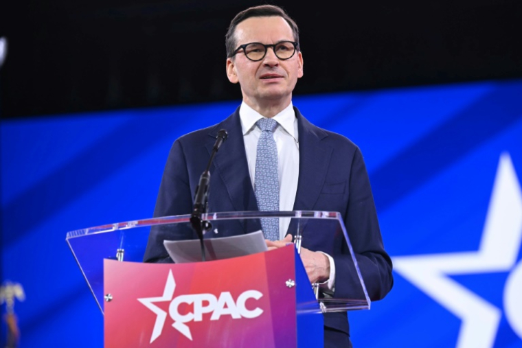 L'ex-Premier ministre polonais Mateusz Morawiecki, à la convention CPAC de National Harbor, près de Washington, le 20 février 2025 ( AFP / SAUL LOEB )