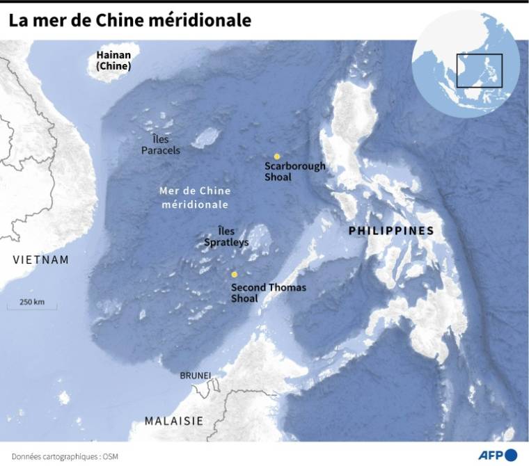Carte de la mer de Chine méridionale ( AFP / Valentin RAKOVSKY )
