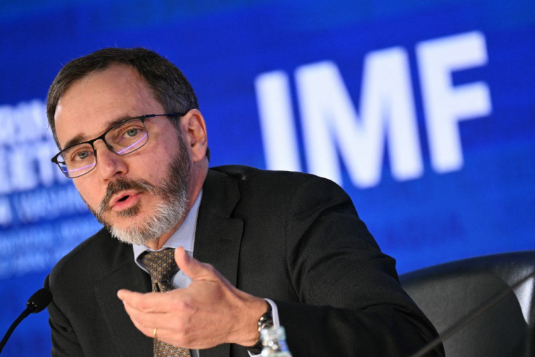 Le chef économiste du Fonds monétaire international (FMI), Pierre-Olivier Gourinchas, à Washington DC, aux Etats-Unis, le 16 avril 2024. ( AFP / MANDEL NGAN )