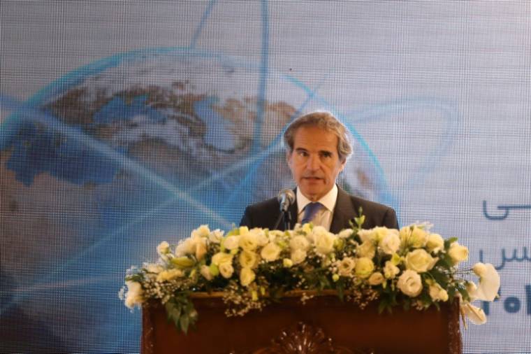 Le chef de l'Agence internationale de l'énergie atomique (AIEA), Rafael Grossi, lors de la Conférence internationale sur la science et la technologie nucléaires à Ispahan, le 7 mai 2024 en Iran ( AFP / ATTA KENARE )