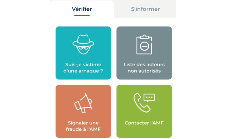 L'écran d'accueil de l'application AMF Protect Epargne. Image tirée de l'application.