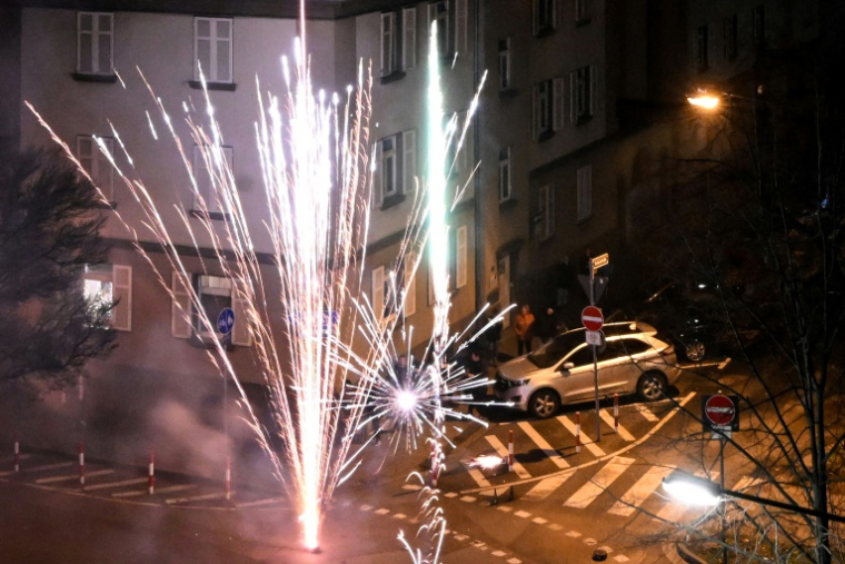 Des feux d'artifice allumés à Francfort le 31 décembre 2023 ( AFP / KIRILL KUDRYAVTSEV )